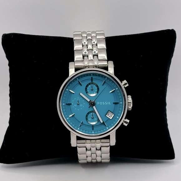 Fossil Accessories - Fossil Original Boyfriend Silver Turquoise Chronograph Wristwatch